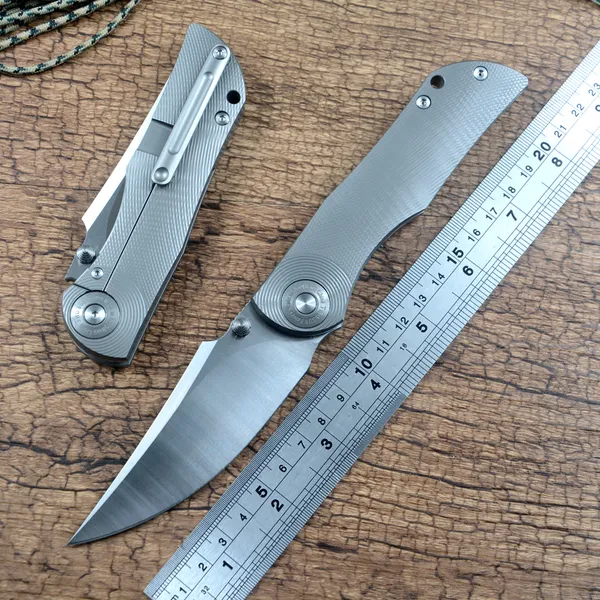 ZWEI SONNE TS269 Klappmesser Outdoor Camping Jagd D2 Klinge Keramik Kugellager EDC Hand Werkzeug Griff aus Titanlegierung