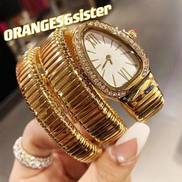 Klassische Armband Frauen beobachten goldene Schlangengelenkscheine hochwertige Diamant Edelstahl Deisnger Uhr Womenens Uhren Weihnachten Valentinstag Muttertagsgeschenk