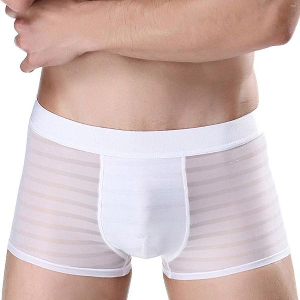 Unterhosen Ice Silk Boxer Herren Sexy Mesh Sheer Boxershorts Nahtlose transparente Slips Höschen elastische Taille Intimates Shorts