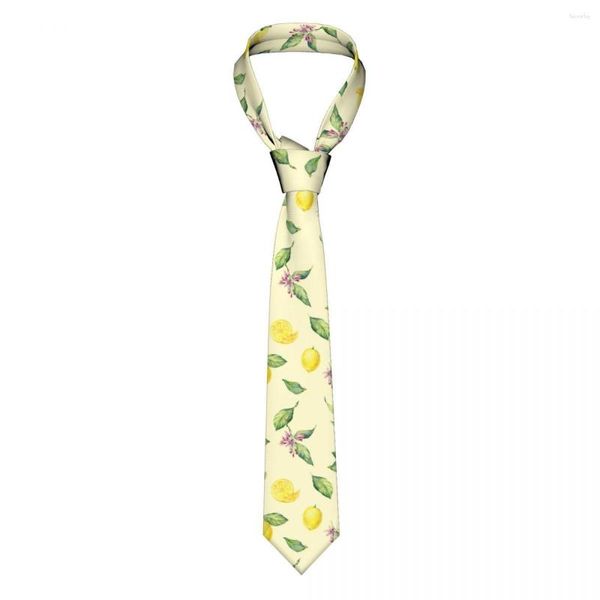 Yay Ties Lemon Meyve Çiçek Sarı Kazılar Unisex Polyester 8 cm Boyun Kravat Erkek İnce Dar Takım Aksesuarları Cravat Düğün İşletme