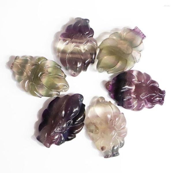 Collane con ciondolo Statua Ornamento di fluorite naturale di buona qualità Pendenti colorati in cristallo Pietre preziose intagliate a mano Regalo di ristrutturazione della casa