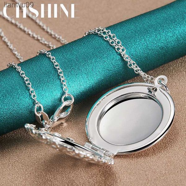 CHSHINE 925 Sterling Silver Round Photo Frame Collana con ciondolo da 1630 pollici per le donne Charm Wedding Engagement Fashion Jewelry L230704