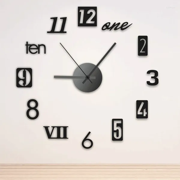 Настенные часы творческие безрамные DIY -часы наклейка на дому молчаливую гостиную офис