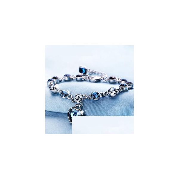 Braccialetti con ciondoli 16 colori Fashion Lady Love Ciondolo in cristallo Bracciale per cuore Imitazione catena di diamanti Gioielli da donna Drop Delivery Dhhy0