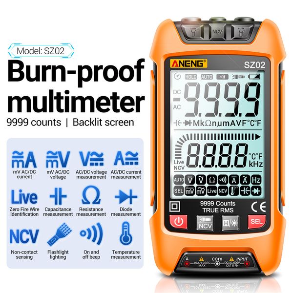 Multímetros Multímetro digital inteligente 6000 contagens True RMS Medidor de capacitância elétrica automática Testadores de transistores de resistência à temperatura Mmultimetro 230804