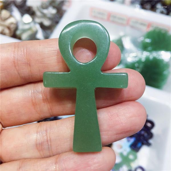 Figurine decorative Avventurina verde naturale Statua Ankh egizia Egitto Crux Ansata Croce per Halloween Natale Decorazione domestica Artigianato