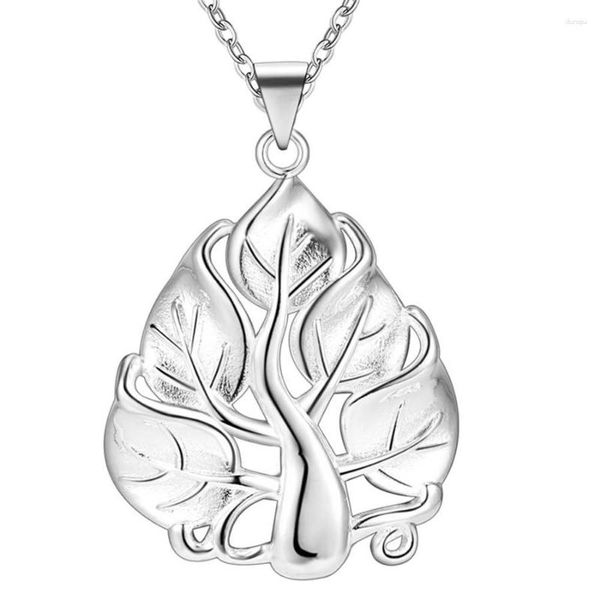 Ketten Großhandel Frauen Hochzeit Halskette Schöne Mode Elegante Silber Farbe Charme Blatt Baum Anhänger Kette Schmuck