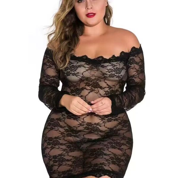 2023 NOVA Perspectiva Sexy Vestidos de Renda Preta Feminino Verão Sem Costas Vestido Alça Espaguete Noite Boate Festa Com Tanga Plus Size