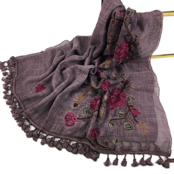 Schals Herbst Winter Sticken Viskose Schal Schal mit Pom Hohe Qualität Warme Pashmina Stola Bandanas Mujer Muslimischen Hijab Sjaal 230807