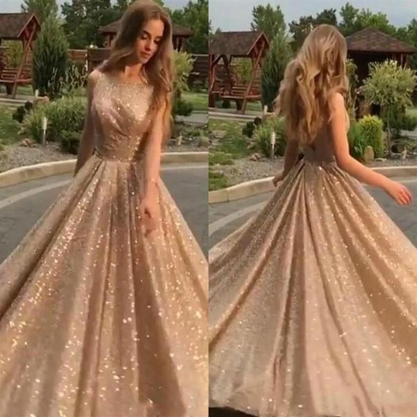 Shiny Gold Prom Prome 2019 Дешевые линии Bling Seerfint