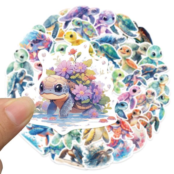 50 PCS Turtle Graffiti Stickers Marine Organism For Car Geladeira Capacete Ipad Bicicleta Telefone Motocicleta PS4 Livro Pvc Laptop DIY Decalques Crianças Brinquedos Decoração