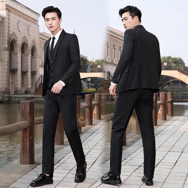 Abiti da uomo Abito da uomo di marca 3 pezzi (pantaloni gilet giacca) Set slim da lavoro Abito da sposa Abbigliamento formale scozzese da uomo