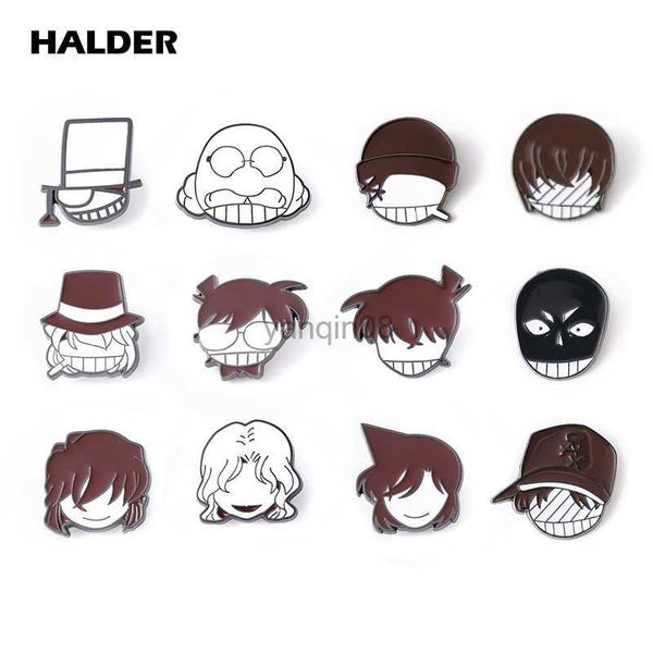 Spille Spille HALDER Detective Conan Spilla smaltata Anime Kudou Shinichi Mouri Ran Spilla Jason Kidd Distintivo Zaino Gioielli Regalo per gli uomini Fans HKD230807