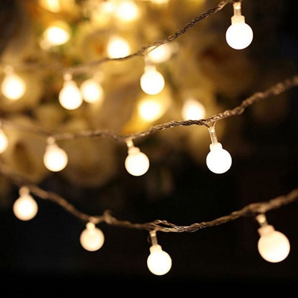 10-100M Ball LED String Lights Outdoor Ball Chain Lights Garland Lights Bulb Fairy Lights Party Home Wedding Garden Decoração de Natal