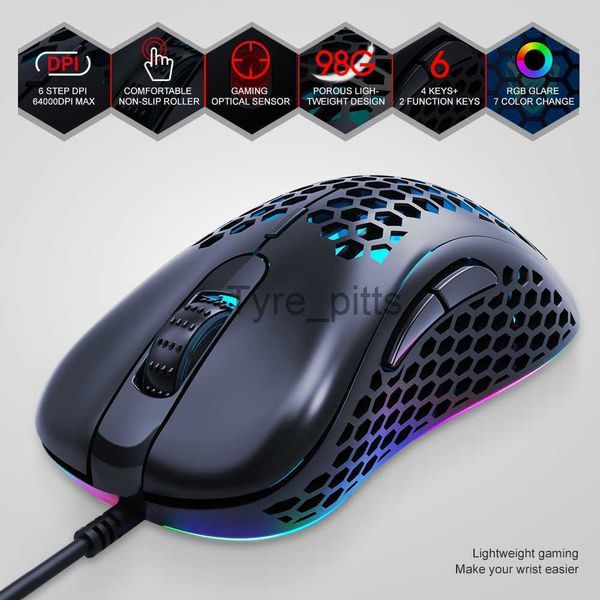 Mäuse Modell O Wired Gaming Mouse Leichte USB-Maus mit Hintergrundbeleuchtung Gamer 6400 dpi 6 Tasten Wired Ergonomische leuchtende Gaming Mouse X0807