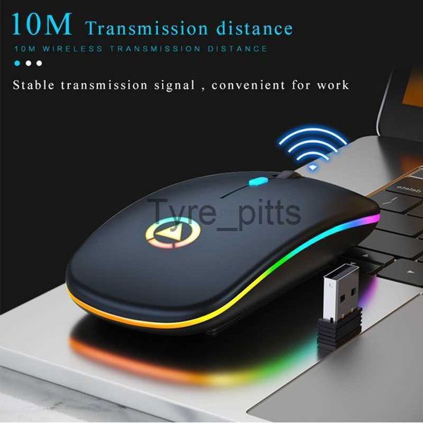Mouse sem fio, silencioso, 1600 DPI, ergonômico, silencioso, silencioso, para PC, mudo, colorido, brilhante, para escritório, carregável/bateria X0807