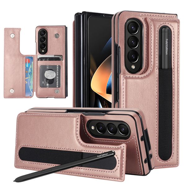 Capas de telefone com suporte para carteira dobrável para Samsung Z Fold 5 Z Fold4 Z Fold 3 Slot para cartão Couro PU Capas à prova de choque