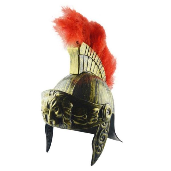 Chapéus de festa Cosplay Masquerade Capacete Plástico Capacete Samurai Chapéu Espartano Medieval Romano Antigo Capacete Feather Lion Cap HKD230807