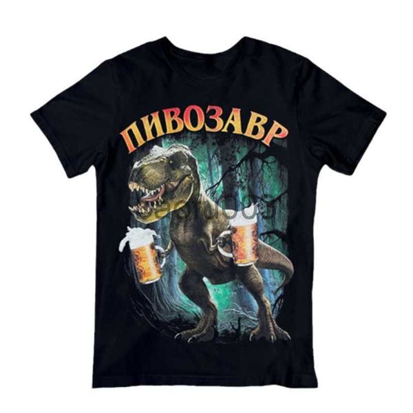 T-shirt da uomo con maglietta Pivosaurus uomo estate casual manica corta magliette unisex top Tee cartone animato dinosauro birra t-shirt donna J230807