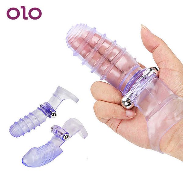 Massageador Olo poderoso dedo vibrador de capa de vibrador clitóris estimulador G Casto do clímax Casto do clímax Casal adulto