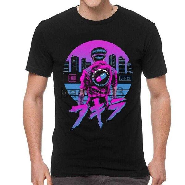 Herren T-Shirts Japanisches Synthwave Akira T-Shirt Männer Baumwolldruck T-Shirt Harajuku T-Shirt Kurzarm Vaporwave Neo Tokyo Shotaro Kaneda T-Shirt J230807