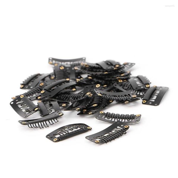 Fermagli per Capelli 40 Pz 32mm Nero Snap Metallo Per Extension Trama Clip-on