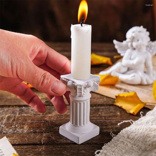 Mum Tutucular Ev Dekoru Klasik Mimarlık Minyatür Masaüstü Süsler Magografi Props Candlestick El Sanatları Roman Sütun