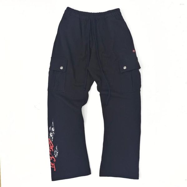 Pantaloni da uomo Lip Spring Print Pantaloni sportivi cargo con fibbia argento di alta qualità Casual High Street Style