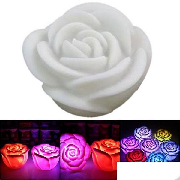 Fiori Romantico Led Floating Rose Flower Candle Night Light Colorf Decorazione Camera da letto Party Decorazioni per interni Lxh Drop Delivery Events Su Dhdfx