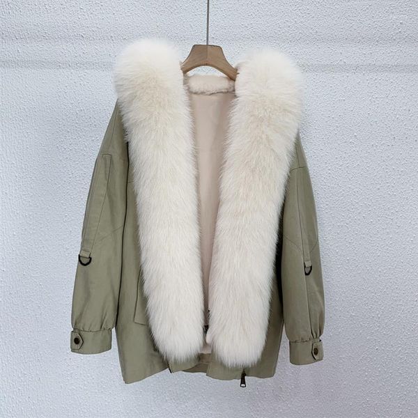Kadın Trençkotları Lüks Gerçek Kürk Parka 2023 Kış Ceketleri Kadın Doğal Raccoon Ceket Astar Kalın Kapüşonlu Dış Giyim Sokak Giyim