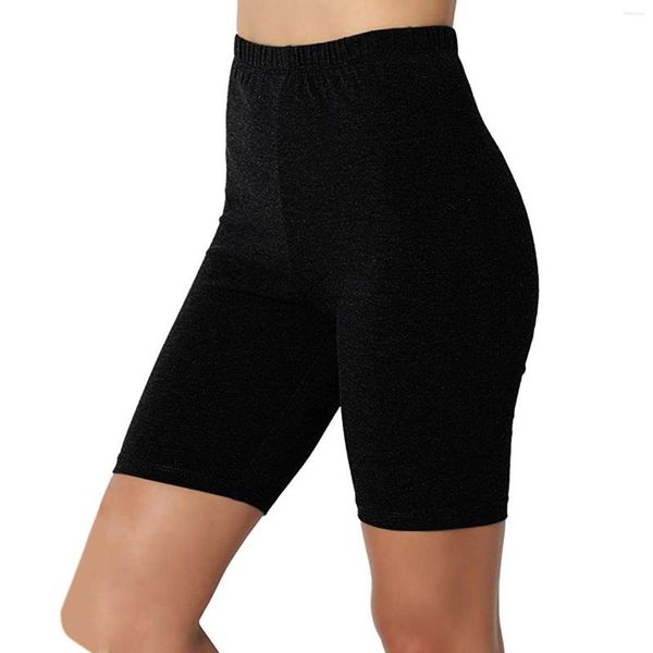 Aktive Shorts für Damen, Workout, hohe Taille, bequemes elastisches Band, solide Yoga-Outfits für Mädchen, Laufen, Damen