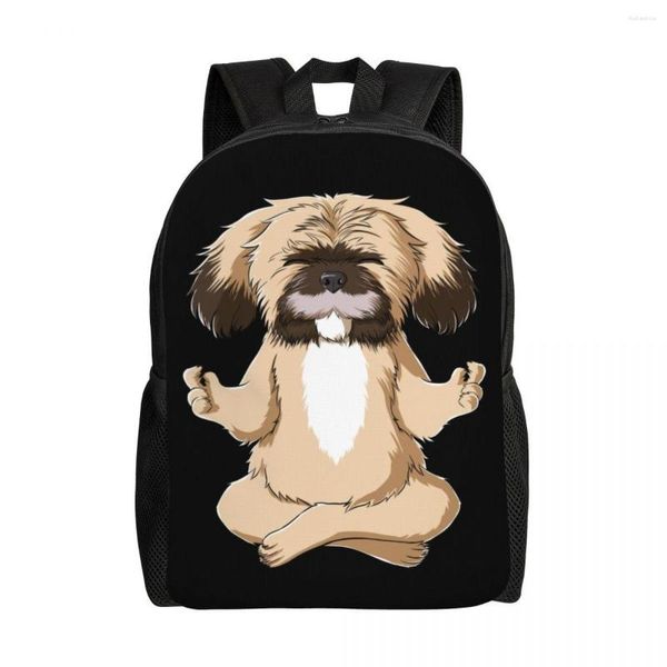 Рюкзак медитация йога Shih tzu Dog for Men Женщины Водонепроницаемое колледж Школа для домашних животных Печать Книга Книга Книга Книга мешка