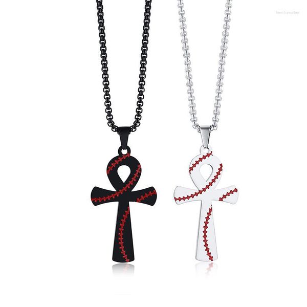 Collane con ciondolo 2023 Materiale in acciaio inossidabile di moda Modello da baseball Anka Cross Collana affascinante e personalizzata adatta per gli uomini