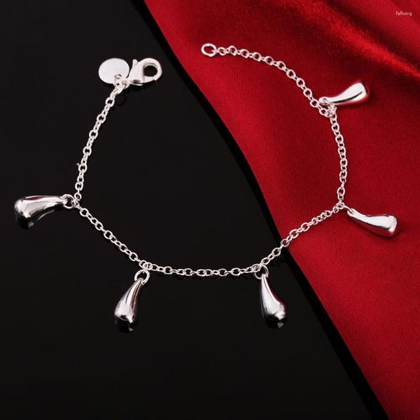 Charm Bracelets 925 Stamp Silver Bracelet Chain Charms Drop Pendant Jewelry Fashion Beautiful For Women Lady Wedding Nice Gift