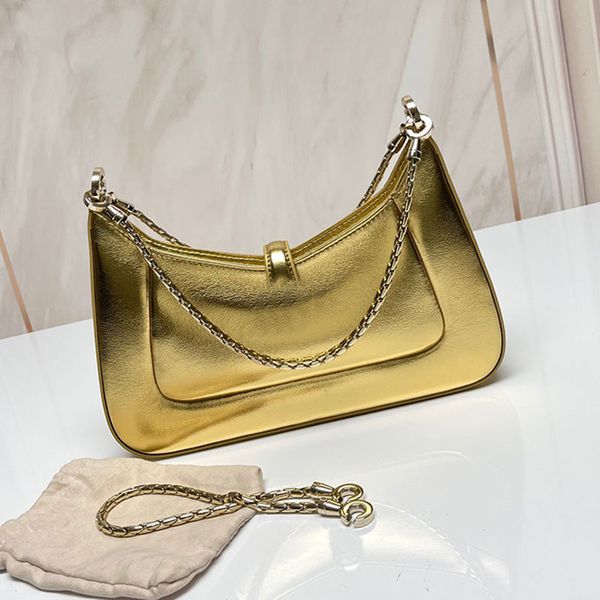 Bolsa de Ombro Simples Feminina Bolsa Transversal Feminina Bolsa Feminina Couro Couro Genuíno Texturizado Decoração Língua de Metal Serpentina Destacável Corrente Grossa Zíper Aberto