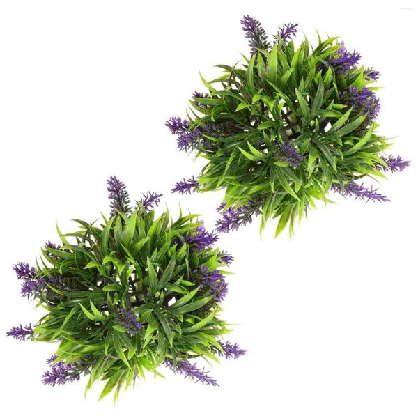 Fiori decorativi 2 pezzi Decorazioni per la tavola da pranzo Lavanda simulata Palla appesa Ufficio in plastica artificiale