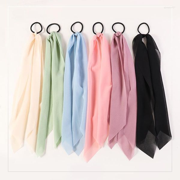 Fermagli per capelli Tinta unita in chiffon della Corea del Sud Tessuto per stelle filanti Cravatta ad anello Piccola ragazza fresca Scrunchies elastici