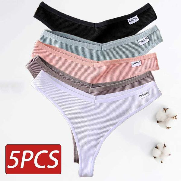 5 pçs/conjunto de tangas de algodão sem costura calcinha feminina sexy cintura baixa fio dental meninas respirável íntimo biquínis M-XL L230626