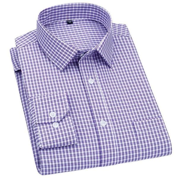 Camicie casual da uomo Camicia a maniche lunghe da uomo Business Casual classico scozzese a righe a quadri Blu Viola Camicie eleganti maschili per uomo Camicia con bottoni 230807