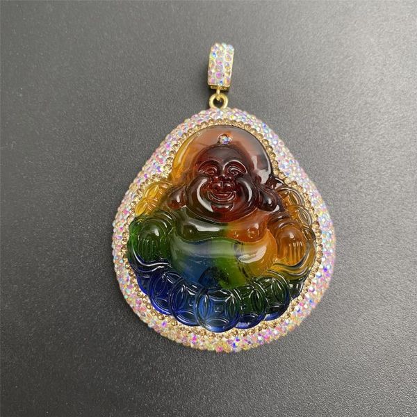 Подвесные ожерелья 2023 Универсальное красочное стеклянное ожерелье Maitreya Buddha Jewelry