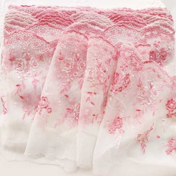 Prodotti cinesi cortile 17 cm di larghezza rosa tulle ricamo a forma di cuore tessuto di pizzo per frange abito da sposa decorazione tenda cucito