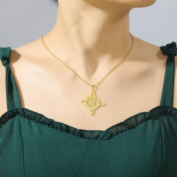 Halskette Ohrringe Set Vintage CelticKnot Anhänger Einfacher Hexenknoten Ohrring Doppellagige Kette Armbänder Irish Drop