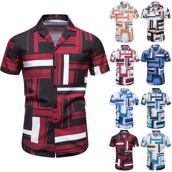 Camisas casuais masculinas Roupas masculinas despojadas e elegantes com estampa de camiseta manga curta T para