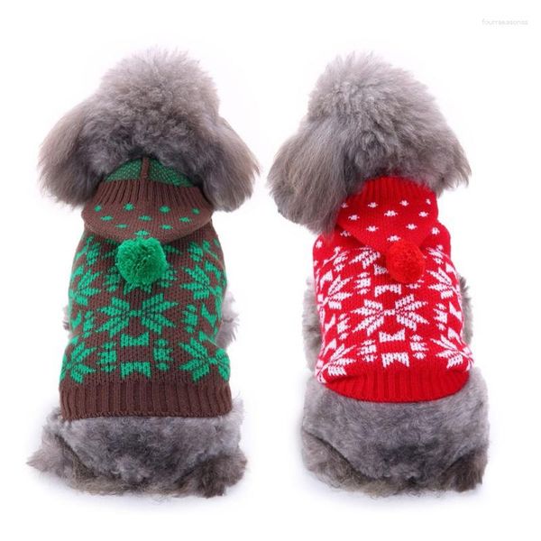 Hundebekleidung Weihnachten Haustierkleidung Winter Schneeflocken Muster Katzenkleidung Welpenpullover Strickstoffmantel für kleine Chihuahua