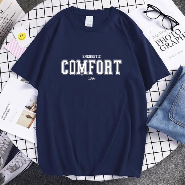 Camisetas Masculinas Energetic Comfort 1964 Street Letter Print Tee Masculino Lindo Algodão Cool Tops Retrô Marcas Camisetas Masculinas