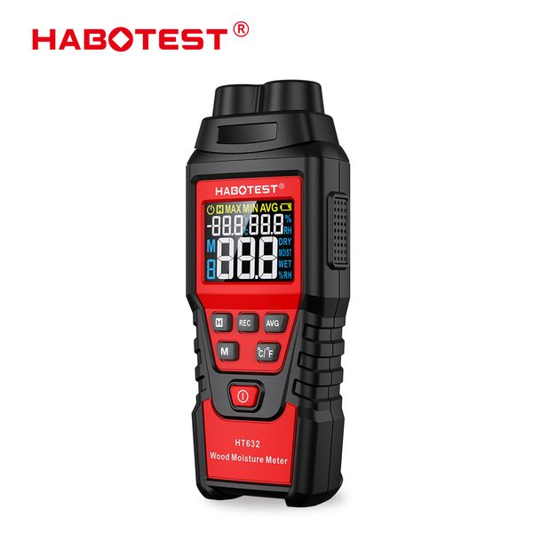 Misuratori di umidità HABOTEST HT632 Misuratore di umidità digitale per legno Tester per acqua da parete Misuratore di umidità Misuratore di umidità a due pin Rilevatore di mattoni di cemento cemento 230804