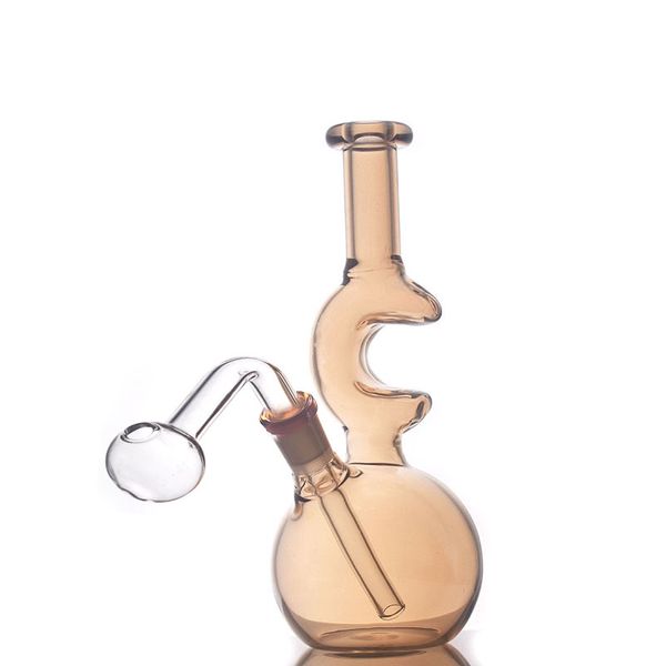 1 pçs 7,5 polegadas Cachimbos de água em forma de lua Bong de vidro Nano chapeamento Colorido Dab plataformas de petróleo Bubbler 14 mm Cachimbos de água para fumar feminino com 14 mm Deslizamento Tigela Downstem Tubo queimador de óleo