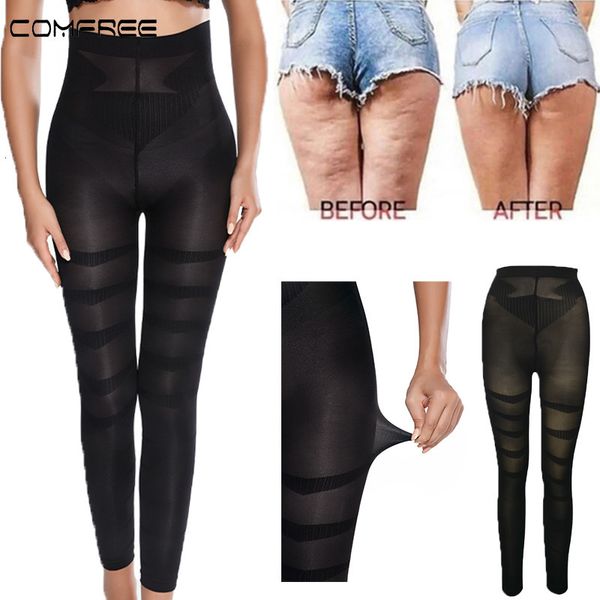 Modelador de cintura alta feminino Leggings de compressão anticelulite modelador de corpo modelador de pernas para controle de barriga calcinhas coxas mais magras 230807