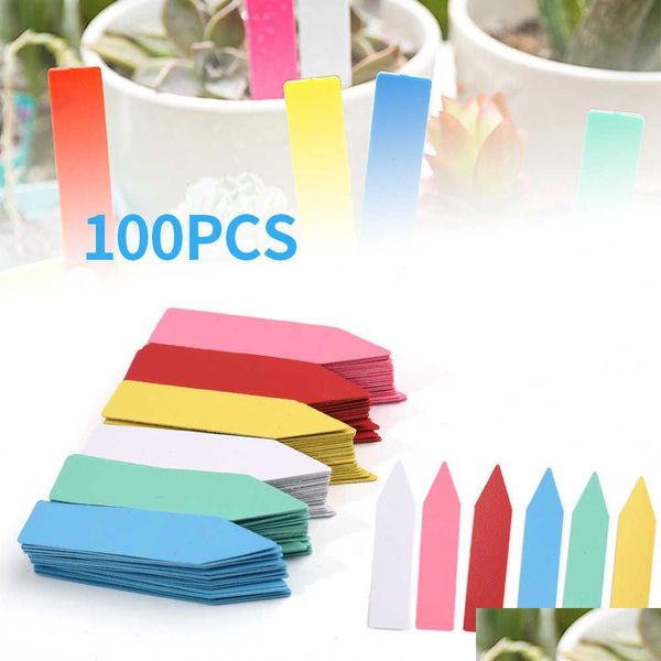 Diğer ev bahçesi 100pcs colorf bitki etiketleri plastik etiketler kreş işaretleyicileri çiçekler sıralama işareti diy dekorasyon etiket araçları dhnto delin