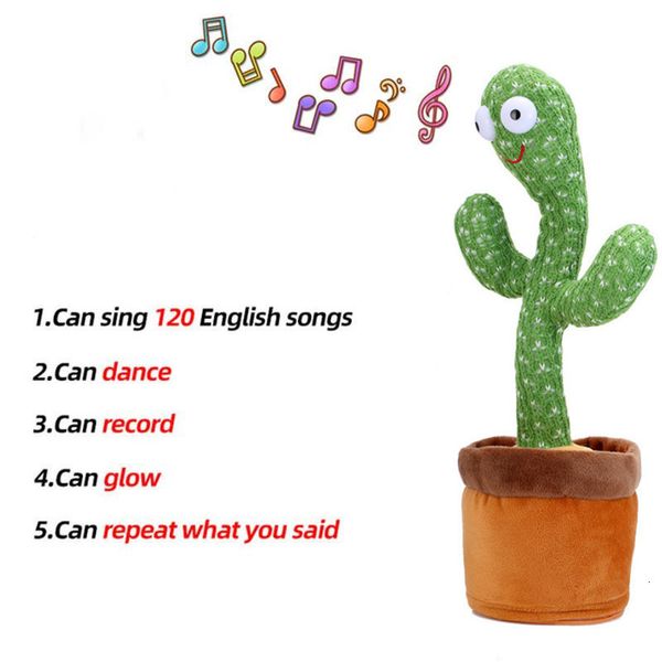 Objetos decorativos Estatuetas Dança Cactus Pelúcia Brinquedo Falante Contorcer-se Falar Repetir Falar Som Kawaii Crianças Educação do Bebê Decoração da Casa 230807